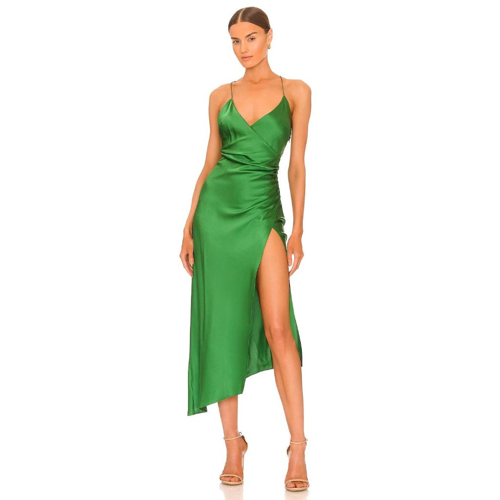 Ser.O.Ya Emma Silk Dress In Green Small New Womens Maxi Satin Midi